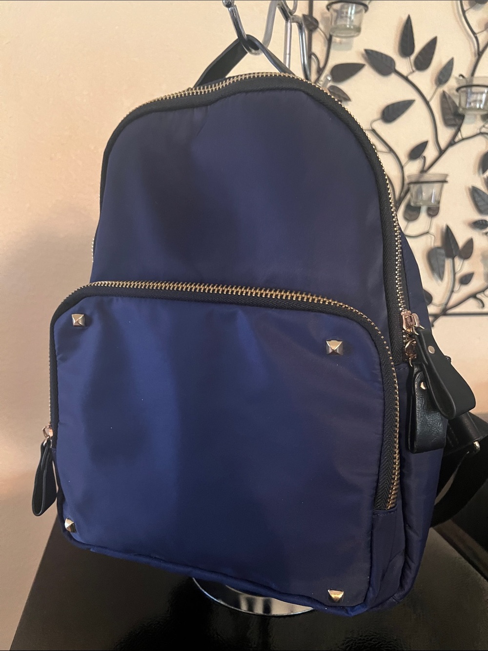 MMS Design Studio Navy Blue Backpack with Gold Hardware